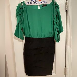 Green and black dress